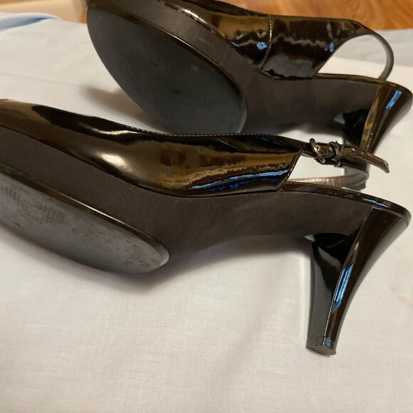 Black Platform Heels / Patent Leather Sandals 9.5 M - Picture 3 of 8